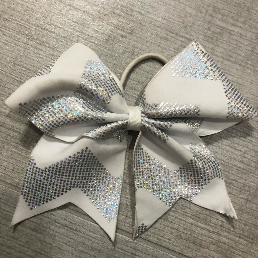 White chevron cheer bow